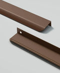 4 Pack Brown Edge Drawer Pulls Finger Handles Seven Point Eight Seven Inch 200mm Aluminum Cabinet Hardware Hidden For Wardrobe