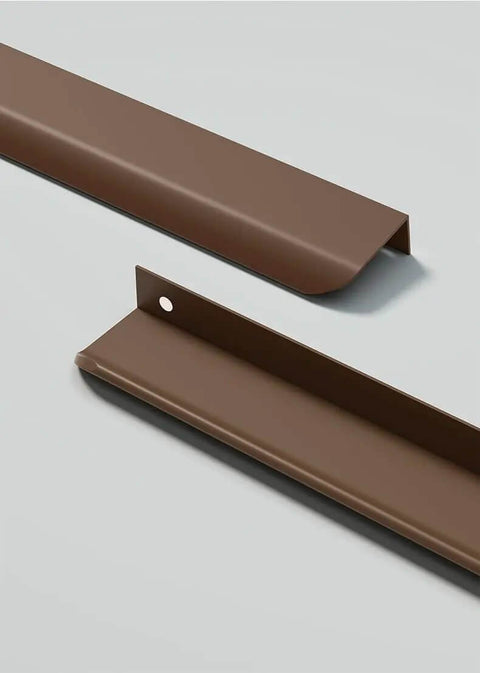 4 Pack Brown Edge Drawer Pulls Finger Handles Seven Point Eight Seven Inch 200mm Aluminum Cabinet Hardware Hidden For Wardrobe