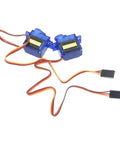 Top Shelf Six Channel Servo Motor Set For Rc Helicopter And Airplane Controls, blue gear motors with wiring harness.