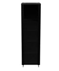 Tough As Nails 42U Network Cabinet 19 Inch AV Server Rack with smooth rolling casters and lockable door in black, front view.