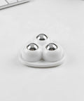 12pcs Self Adhesive Caster Wheels for Furniture Legs Cabinets on a white surface, featuring three shiny swivel wheels in a triangular design.