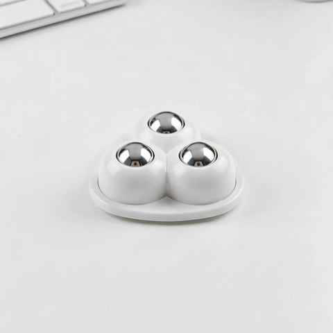 12pcs Self Adhesive Caster Wheels for Furniture Legs Cabinets on a white surface, featuring three shiny swivel wheels in a triangular design.