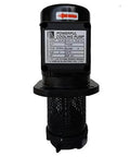 Immersion coolant pump, black; front view with mesh filter and mounting flange