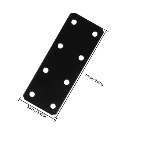 Close-up of black steel plate from 12 Piece Thickened Flat Iron Brackets Black Heavy Duty Corner Braces For Wood Frame Repair And Furniture Assembly