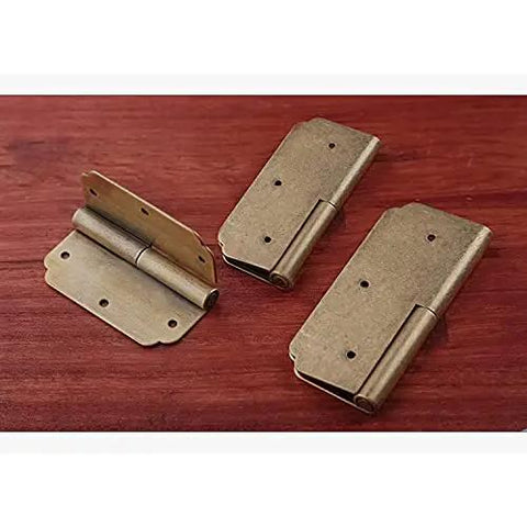 Heckin Stylish Gold Cabinet Hardware Door Hinges With Screws Vintage Butt Hinges Built Like A Tank Stainless Steel Plates on a wooden surface.