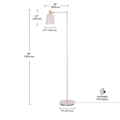 60 Inch Rose Floor Lamp With Gold Accents In Line Foot Switch Pink Contemporary Industrial Design Dope Statement Piece For Living Room Or Bedroom Modern Luxury Lighting