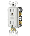 Nailed It 15 Amp Dual Function AFCI GFCI Outlet With Quick Self Test Cycle and Tamper Resistant Plate, showing side view with reset button and prong connections.