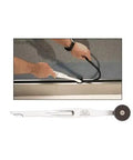 Person using 11 Inch Vinyl Roller Tool with Knurl Diamond Grip and Ball Bearing Wheel for flat spline and roll In gaskets.
