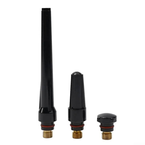 All In One 31 Piece TIG Torch Accessory Kit includes black torch body adapters for WP-17 WP-18 WP-26 with stubby gas lens size 12.
