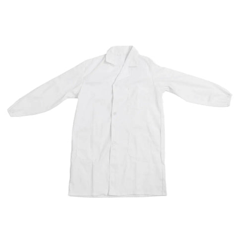 Unisex White Lab Coat With Long Sleeves For Pros Nurse Uniform Style Easy Care Polyester Cotton Blend Spill Resistant Lab Coat Durable Medical Attire For Women And Men Size M laying flat