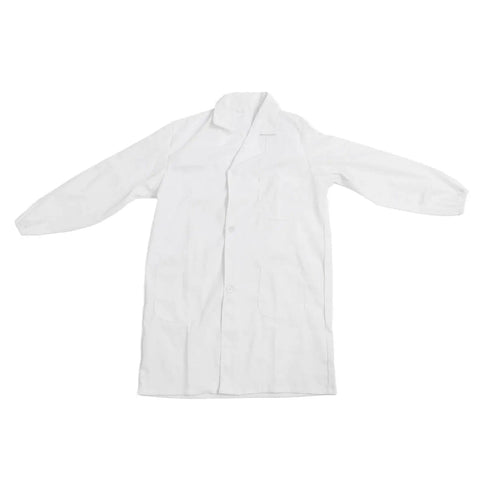 White Long Sleeve Lab Coat For Healthcare Pros And Students Breathable Polyester Cotton Workwear With Durable Design Elastic Cuffs Comfortable Fit For Doctors Nurses And Lab Techs