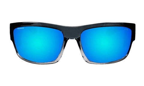 Wraparound Safety Shades With Polarized Ice Blue Mirrored Lenses And Plush Foam Seals For A Non Slip Comfort Fit lightweight eyewear front view.