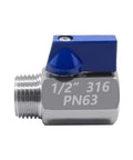 One Half Inch Mini Ball Valve Stainless Steel 316 Female To Male NPT Thread Shut-Off Valve Pack Of 2 Side View