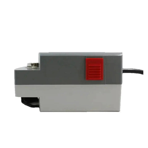 Rotary Air Damper Actuator For HVAC Ductwork Heavy Duty 24V And 230V Motor side view with red control button and wire.