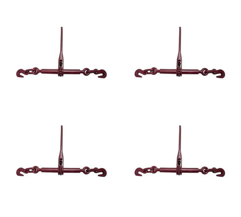 4 Pack Heavy Duty Ratchet Lever Load Binder With Grab Hooks For Three Eighths To One Half Inch Chain 9200 Lbs Working Load Limit