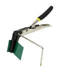 Angular Metal Folding Pliers For Arc And Angle Bending, Crimping, And Edge Molding, showing adjustable steel tool with green sheet insertion.