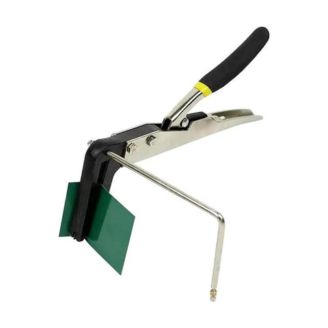 Angular Metal Folding Pliers For Arc And Angle Bending, Crimping, And Edge Molding, showing adjustable steel tool with green sheet insertion.
