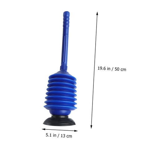 Heavy Duty Toilet Plunger Slays Stubborn Bathroom Clogs Quickly Without Breaking A Sweat Using Legit High Pressure Suction And Ergonomic Grip Handle, 19.6 in blue rubber design.