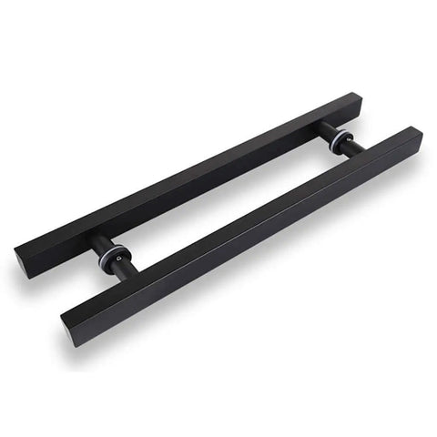 Black Painted Stainless Steel Square Tube Door Handle Push Pull For Glass Wood And Metal Doors Heavy Duty Office Hardware Modern Sleek Design Fits 8 Size Options 1200x800mm side view