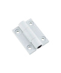 White flat open torque hinge with adjustable damping, single piece hardware