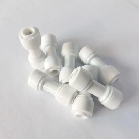 Water Purifier Straight Union Connector One Quarter Inch OD Tube Quick Push To Connect Fitting Made For Residential RO DI Water Filter Systems Durable Plastic Plumbing Connector Pack Of 100