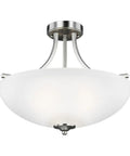Geary Three Light Semi Flush Ceiling Light In Brushed Nickel With Steel Construction 300 Total Watts Medium Size Pendant Fixture