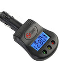 12V Car Battery And Charging System Tester With LCD Voltmeter showing live voltage readout on screen, plugs into cigarette lighter.