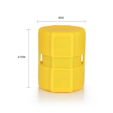 Yellow Magnetic Fuel Saver XP-2 Vehicle Economizer for Cars, Trucks, and Motorcycles, cylindrical design, 3cm by 3.7cm
