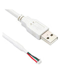 USB-A Male To MX1.25 Four Pin Terminal Connector Cable White with multistrand copper wiring, 1.5 meters long.