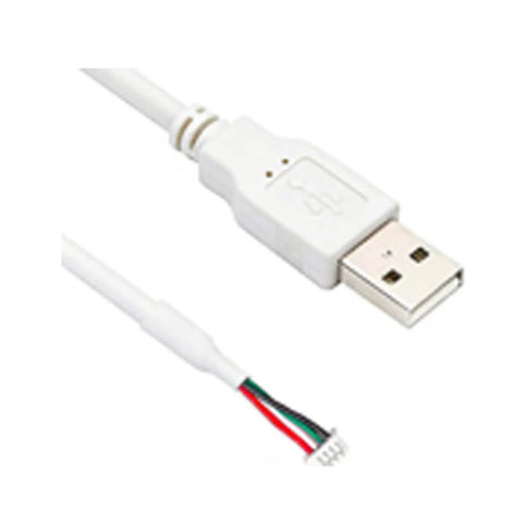 USB-A Male To MX1.25 Four Pin Terminal Connector Cable White with multistrand copper wiring, 1.5 meters long.