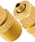 1/4 inch NPT brass compression fittings, 2-pack, ideal for connecting air hoses to tank ports in horn systems up to 350 PSI.