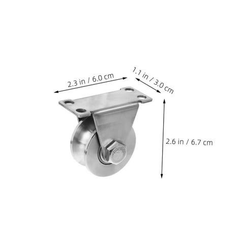 Side view of Two Pack Stainless Steel U Groove Pulley Track Roller With Double Bearings, Heavy Duty Sliding Door Hardware