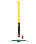 18 Inch Steel Forged Double Headed Pick Axe With Lightweight Plastic Coated Fiberglass Handle For Digging Weeding Gardening And Camping A Tough As Nails Heavy Duty Mattock Hoe Built For Durability And Quick Efficient Work, showing handle and detachable head