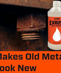 Fast Acting Rust Remover And Penetrating Oil For Steel And Iron Dissolves Rust And Corrosion Quickly Safe On Automotive Parts And Metal Surfaces Heavy Duty Formula In A 16 Oz Bottle next to rusted bolt.