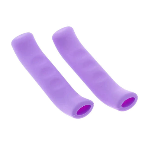 Silicone Bicycle Brake Grip Cover Anti Slip Waterproof Shield for Mountain Bikes and Scooters, purple pair shown