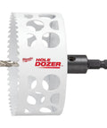 Hole saw: Milwaukee Hole Dozer 4-inch ice-hardened with arbor