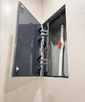 Heavyweight Concealed Pivot Hinge Kit For Wall Doors Built Like A Tank To Hold Marble And Stone Panels Tight With Zero Sagging Or Wobbles Perfect For Bathrooms And Inspection Hatch Work, installed on an access panel.