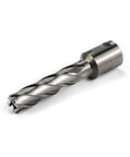 Oscarbide 1/2 in x 2 in HSS annular cutter with 3/4 in Weldon shank and pilot pin, magnetic drill bit, angled side view
