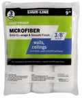 3-Pack of 9-Inch Microfiber Paint Roller Covers for Walls and Ceilings 3/8 Inch Nap in packaging with smooth finish.