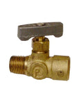 King Kooker brass needle valve with gray T-handle; threaded inlet/outlet for kitchen use