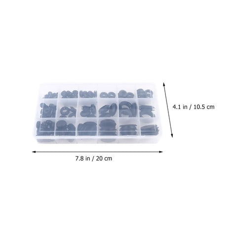 Grommet Rubber Sealing Gasket Kit 125 Piece Set In Black With Plastic Storage Box Super Elastic Assorted Seals For Hoses Faucets Cars Doors Appliances And Electrical Gear, 7.8 x 4.1 in box