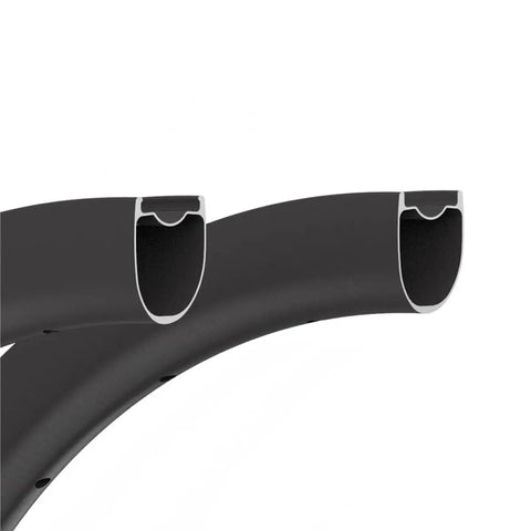 Cross-section view of 700C Asymmetric Carbon Rim Wheelset For Road Bikes, 40mm Depth And 32mm Width, Lightweight Aerodynamic Tubeless Ready Design