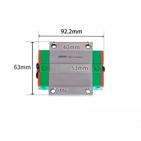 Beefy HGW20HC Linear Block Carriage For CNC Machinery With Heavy Load Capacity, 92.2mm x 63mm, M6 flange