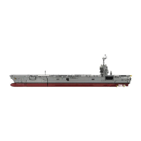 1:300 Scale Nuclear Powered US Navy Aircraft Carrier Building Blocks Set MOC 192566 side view of completed model