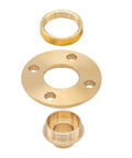 Premium 11 Pc Metric Router Guide Bushing Set Solid Brass Template Bushings With Lock Nuts Adapter and Hard Shell Case components showing brass rings and fittings.