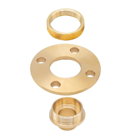 Premium 11 Pc Metric Router Guide Bushing Set Solid Brass Template Bushings With Lock Nuts Adapter and Hard Shell Case components showing brass rings and fittings.