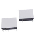 Two General Purpose 12V DC Relay, 16A SPDT, 8 Pin Design For Electronics Projects shown from the side with visible pins.