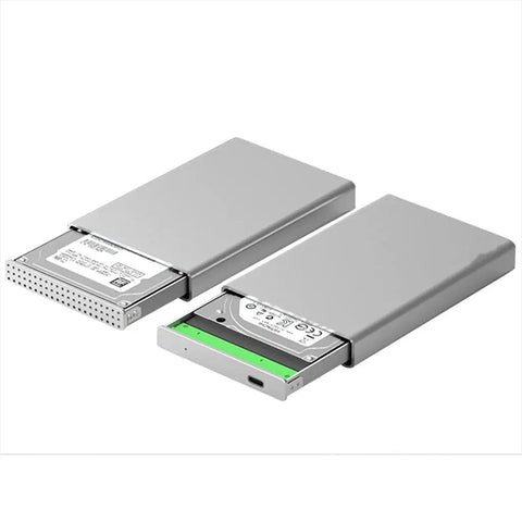 Beefy 2.5 Inch USB 3.0 Aluminum Drive Enclosure And SATA Dock Case With Type C Adapter displaying silver exterior with internal drive.
