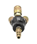 Aluminum Round Pneumatic Manifold Kit With Three 1/4 Inch Steel Industrial Couplers And One 1/4 Inch Steel Plug, front view