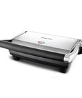 Brushed Stainless Steel Panini Maker With Dual Independent Heating Zones For Even Grilling And Toasting versatile sandwich press single view.